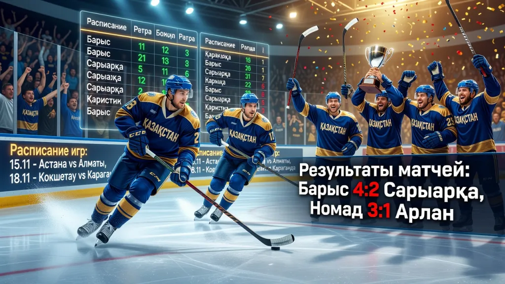 Всё о казахстанской хоккейной лиге: расписание игр, турнирная таблица и результаты матчей профессионального хоккея Казахстана